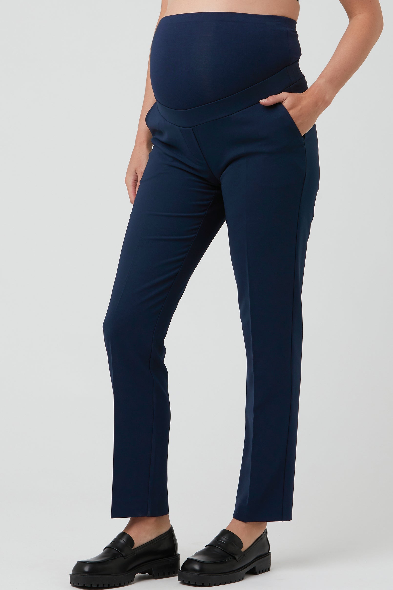 navy blue mini dress satin Alexa Classic Maternity Trousers in Navy Ripe – Seven Women Maternity