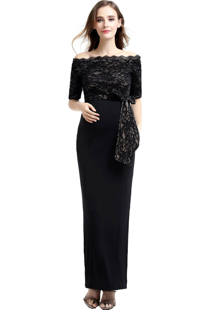 Kimi + Kai Maternity Everly Maxi Bodycon Dress S / Black