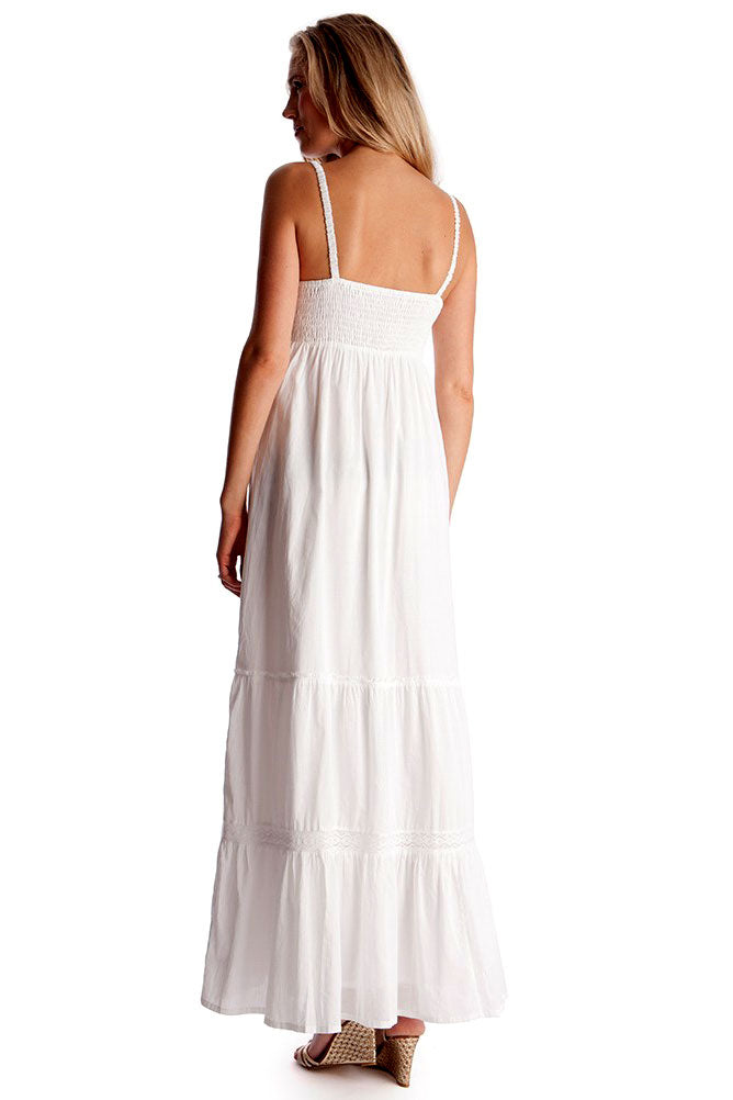 Seraphine Melody White Lace Trim Maternity Maxi - Seven Women Maternity