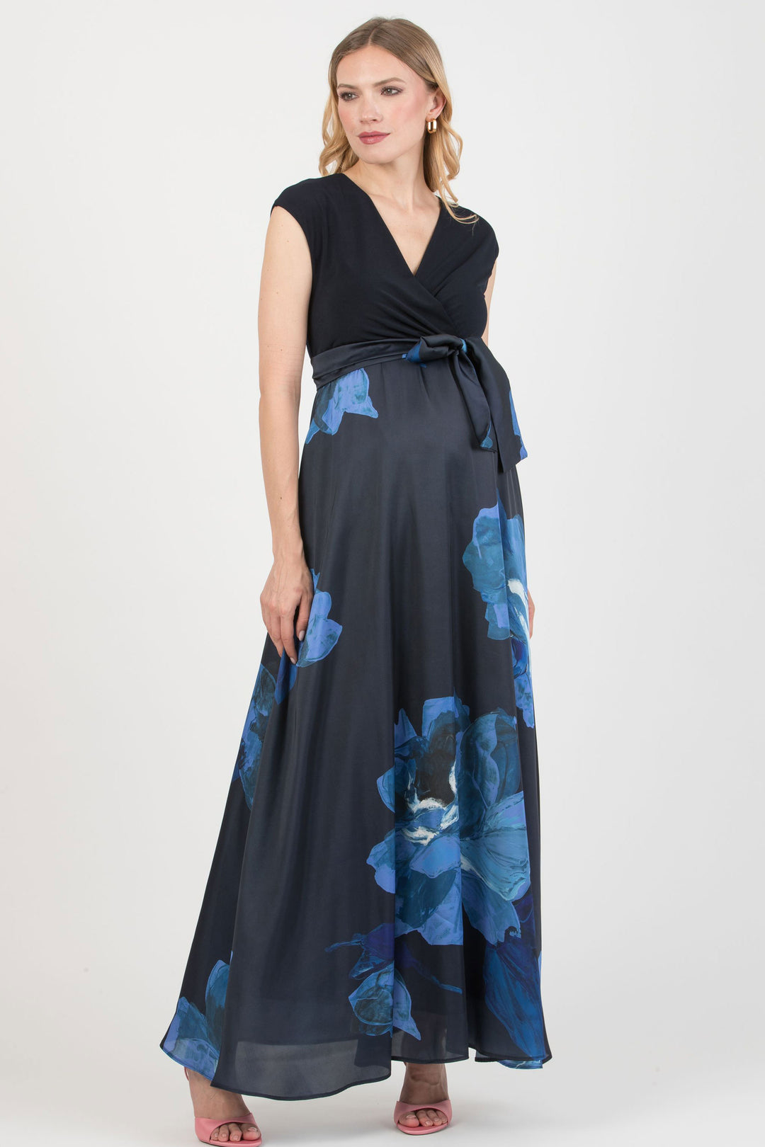 Lucrezia Formal Maternity & Nursing Maxi in Midnight Blue Floral Seven Women Maternity Lucrezia Formal Maternity & Nursing Maxi in Midnight Blue Floral Seven Women Maternity
