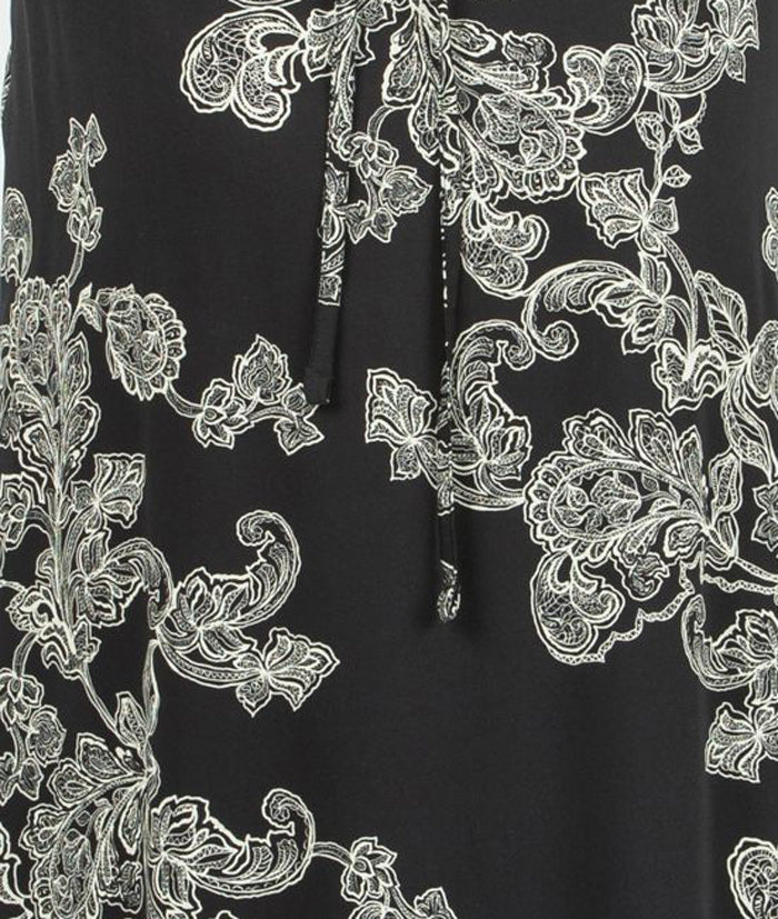 Bianca Italian Kimono Maternity & Postpartum Dress in Black & Ivory Print