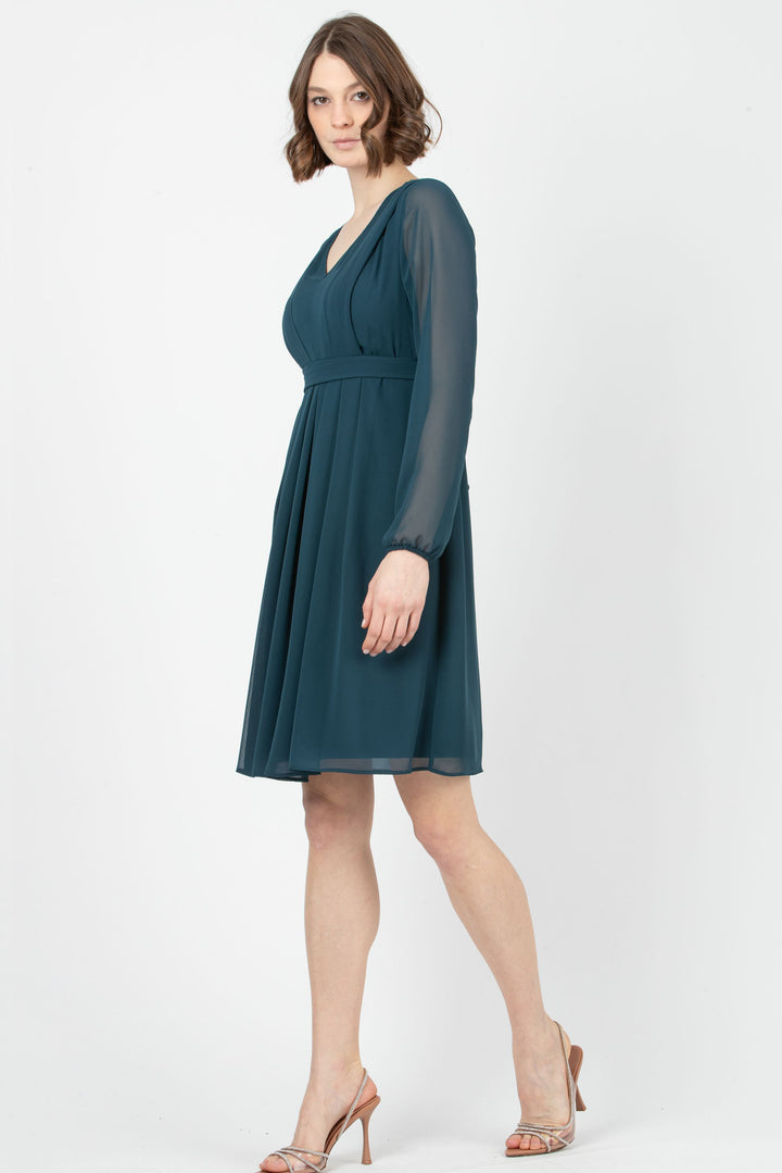 SARA Maternity & Nursing Chiffon Dress in Teal