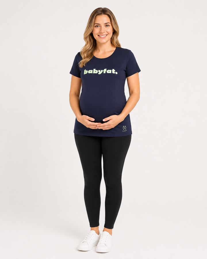 Haute Mama Maternity Tee 2Chix Black W  Pink Print