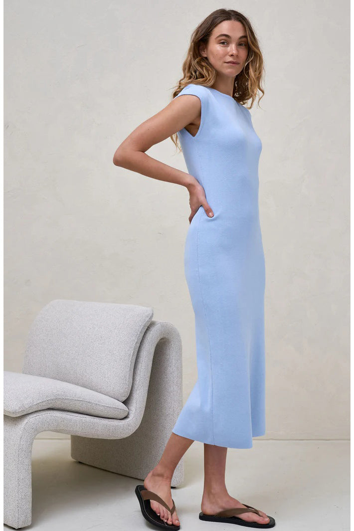 Momento Midi Baby Shower Knit Dress Cornflower Blue