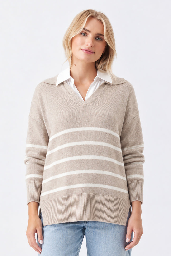 Lori Maternity & Nursing Soft Knit Latte / Chalk