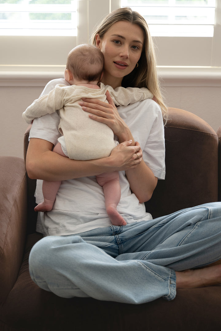 Billie Underbelly Elastic Wide-Leg Light Blue Cotton Maternity Jeans