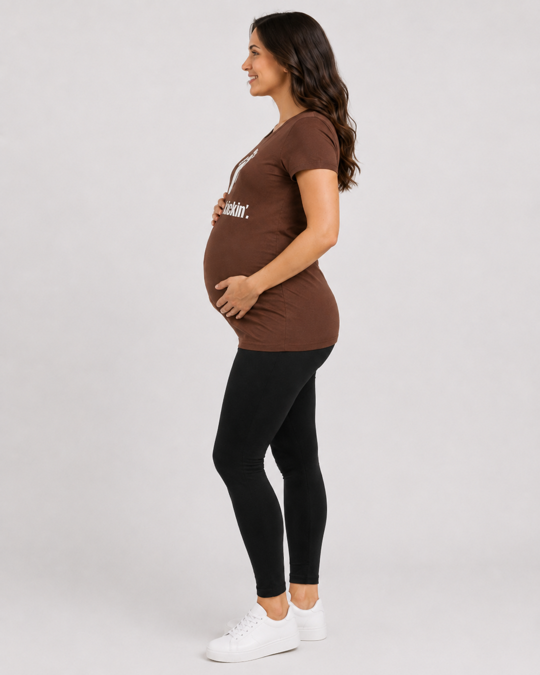 Haute Mama Maternity Tee 2Chix Black W  Pink Print