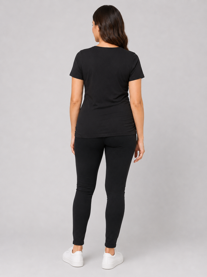 Haute Mama Maternity Tee 2Chix Black W  Pink Print