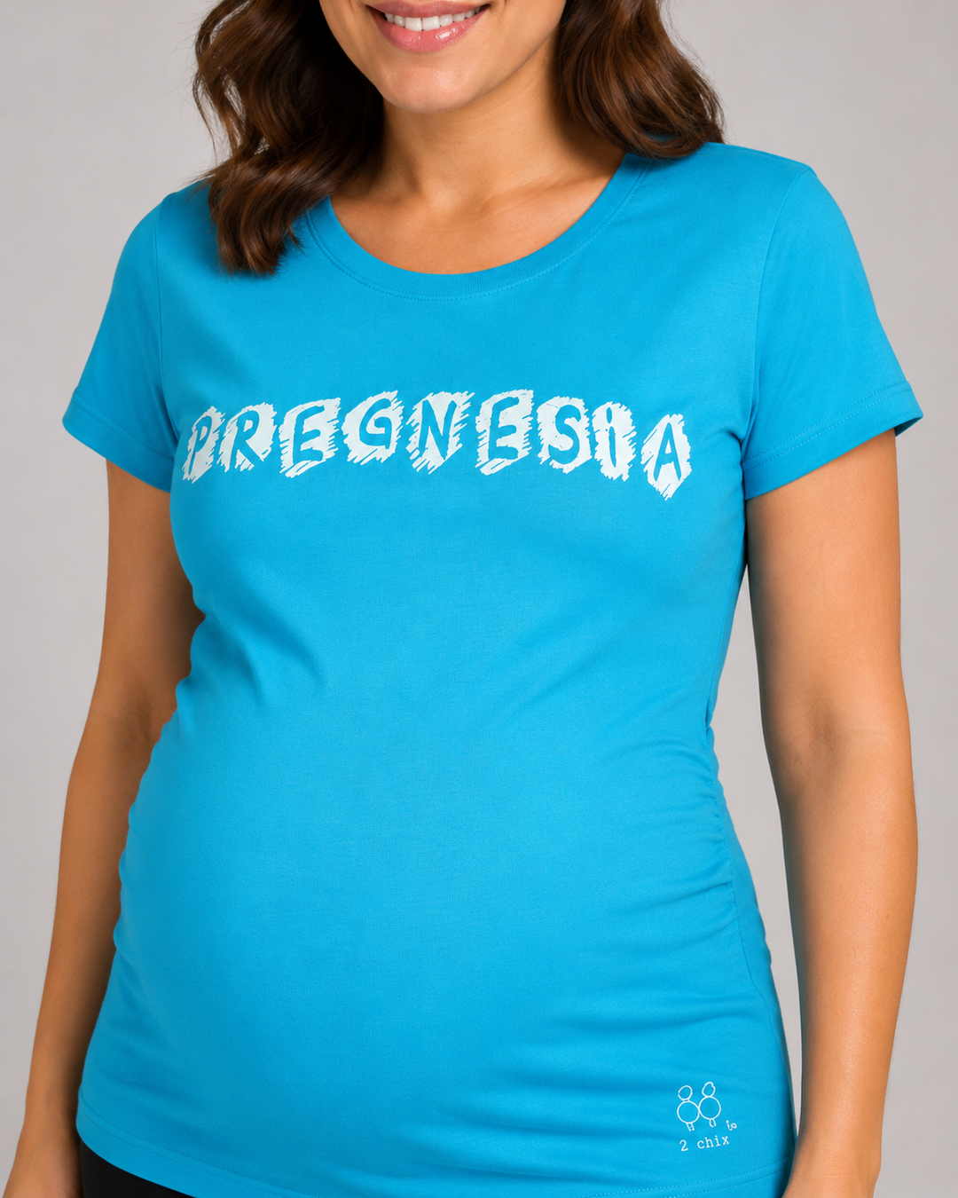 Haute Mama Maternity Tee 2Chix Black W  Pink Print