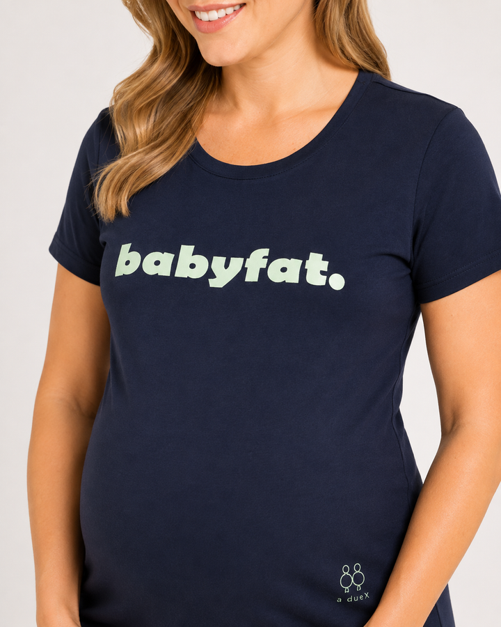 Haute Mama Maternity Tee 2Chix Black W  Pink Print