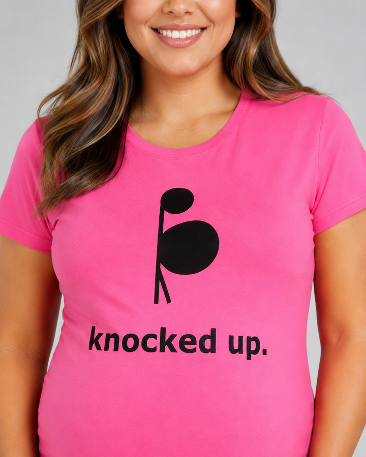 Haute Mama Maternity Tee 2Chix Black W  Pink Print