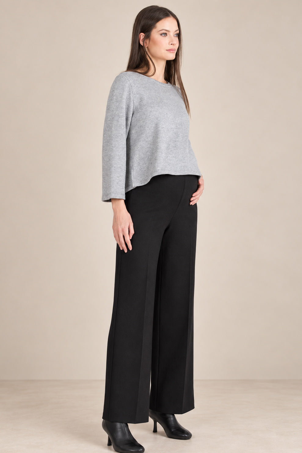 Bailey Luxe Crop Maternity Sweater in Silver