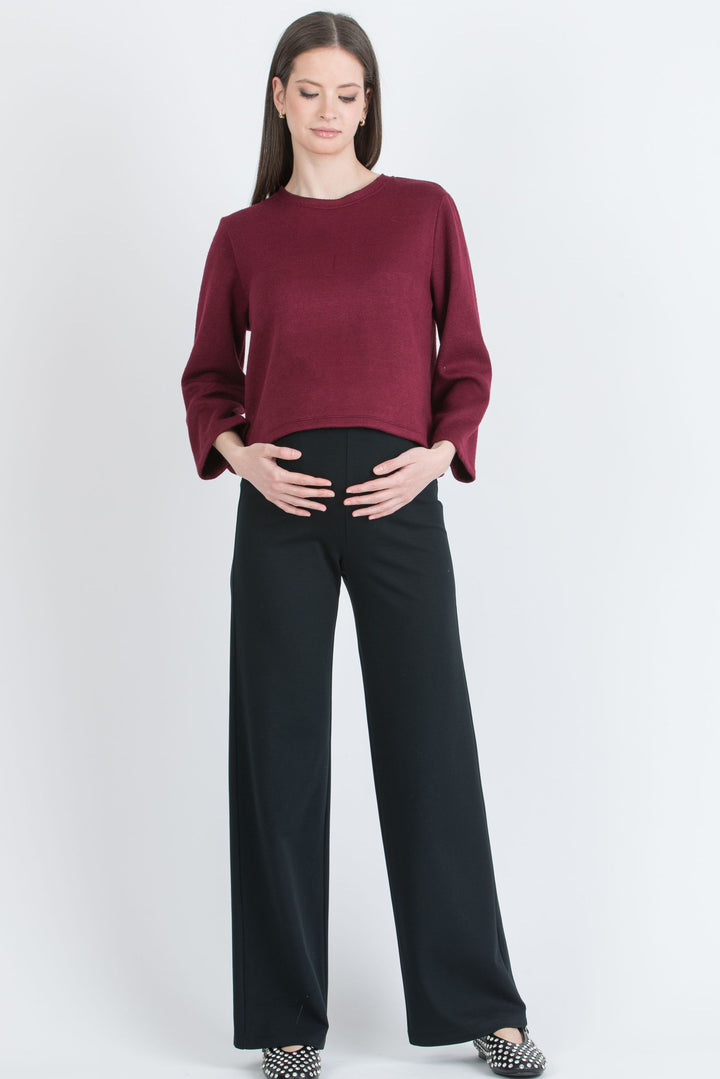 Bailey Luxe Crop Maternity Sweater in Merlot