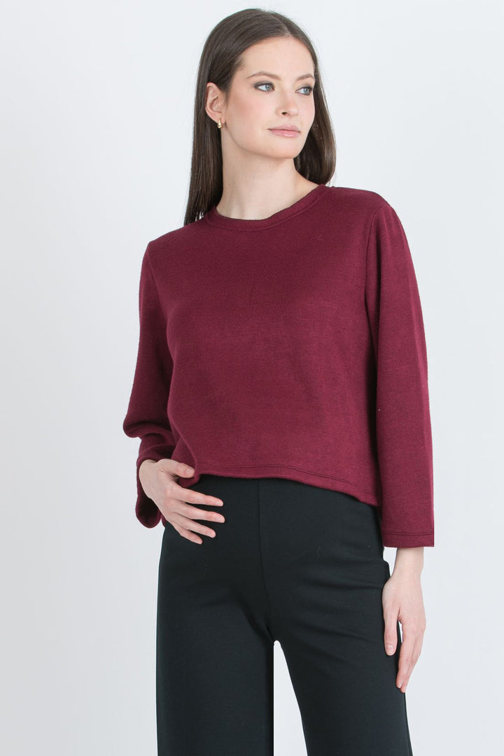 Bailey Luxe Crop Maternity Sweater in Merlot