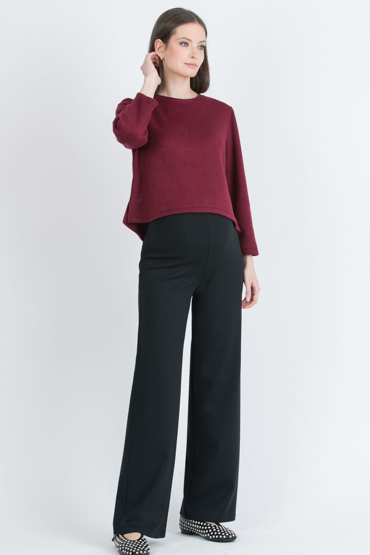 Bailey Luxe Crop Maternity Sweater in Merlot