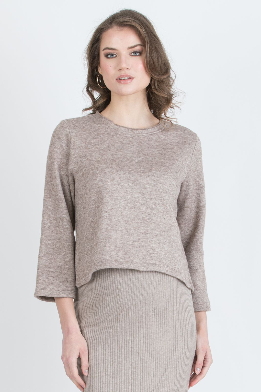 Bailey Luxe Crop Maternity Sweater in Latte