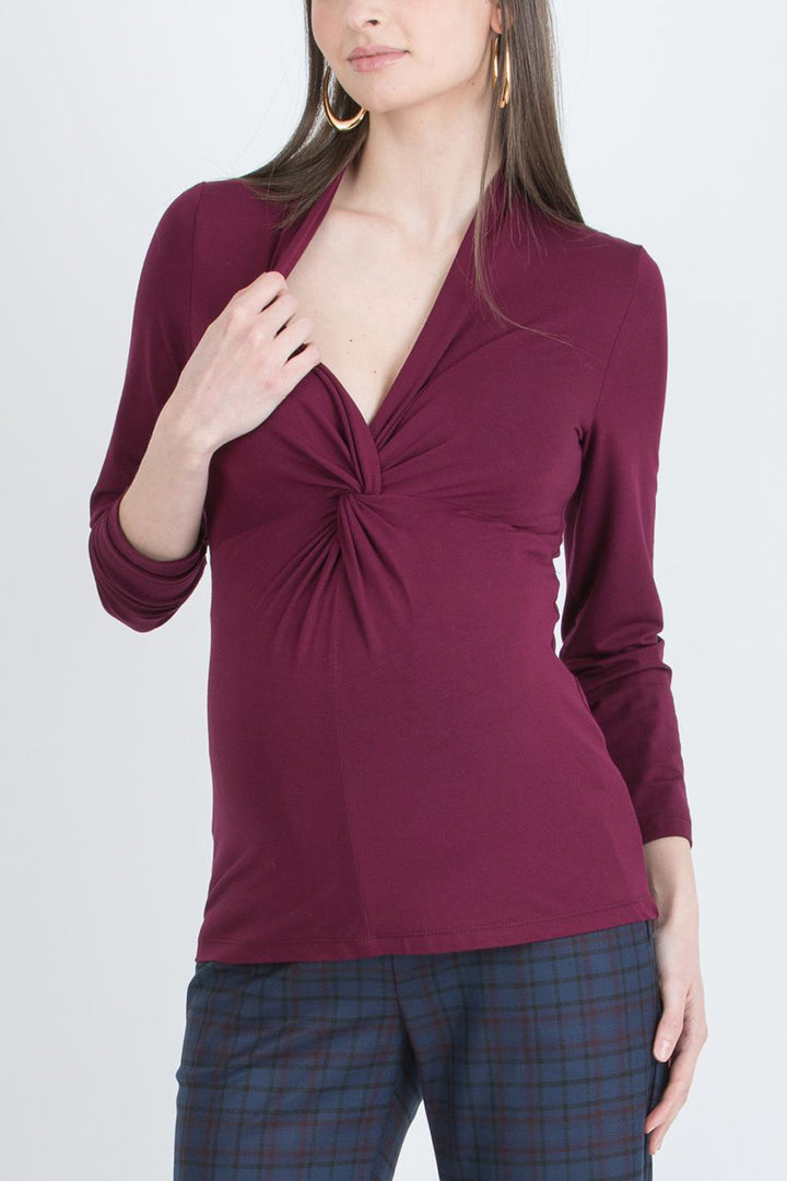Issa Twist Front Maternity and Nursing Top - Dark Berry