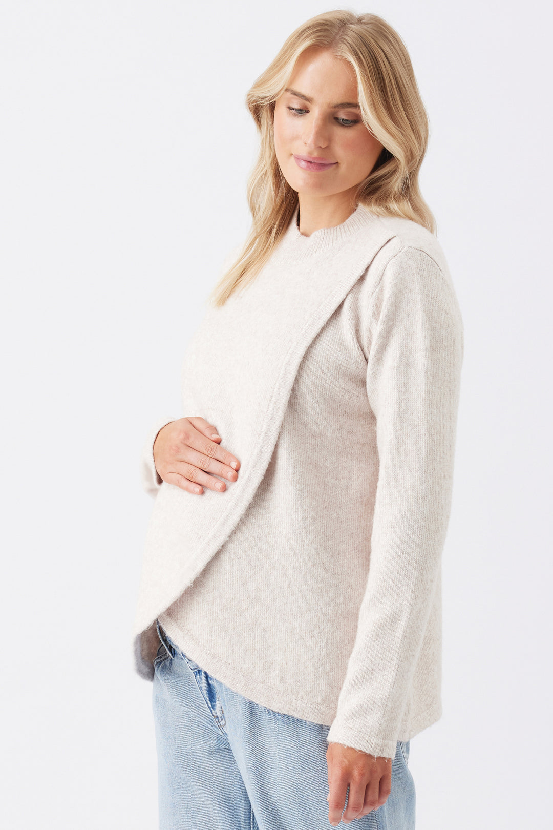 Addison Cross Over Maternity Nursing Knit in Mink by Ripe