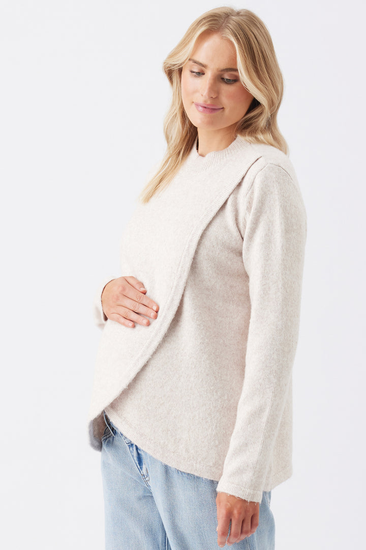 Addison Cross Over Maternity Nursing Knit in Mink by Ripe