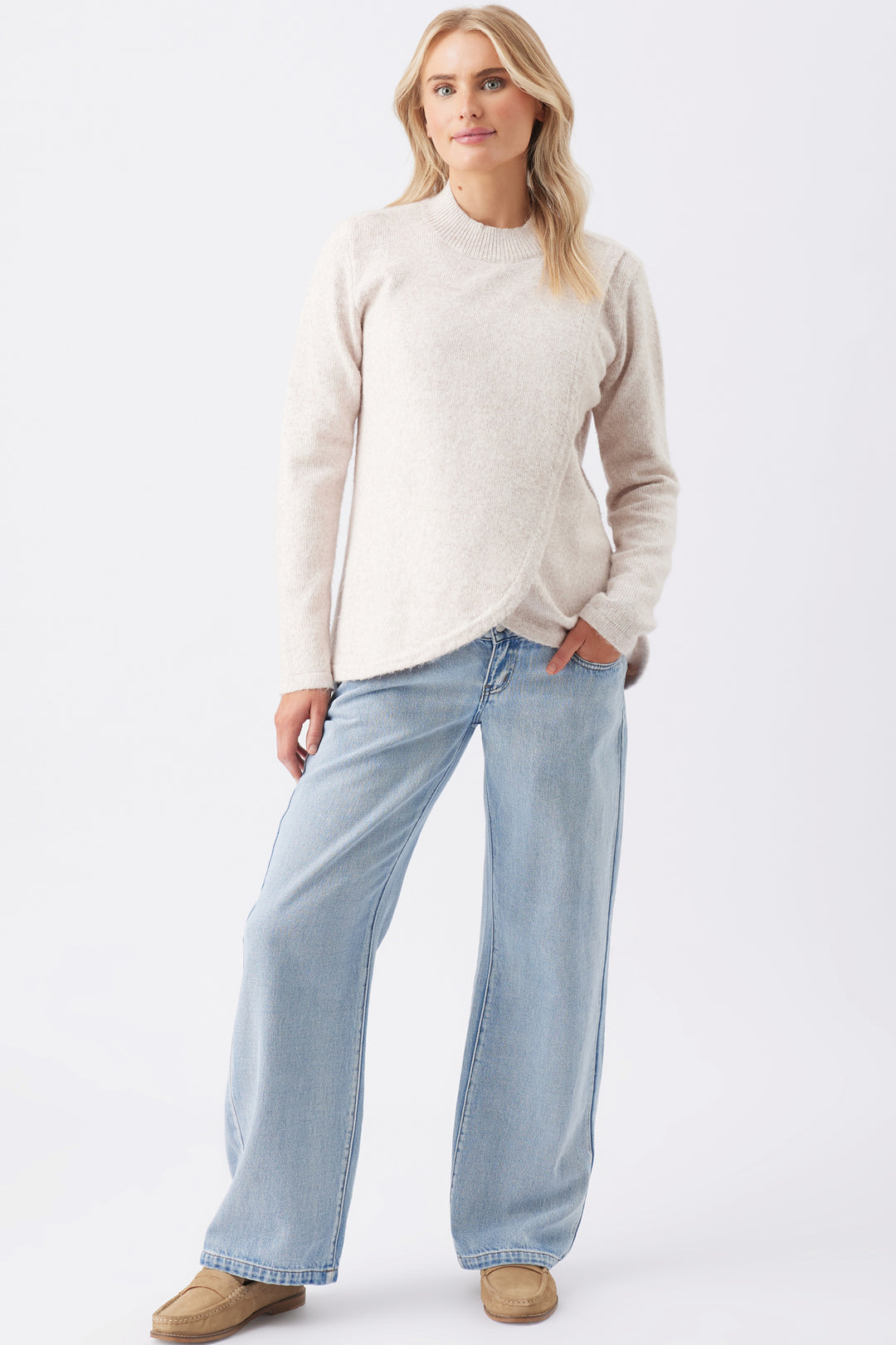 Addison Cross Over Maternity Nursing Knit in Mink by Ripe