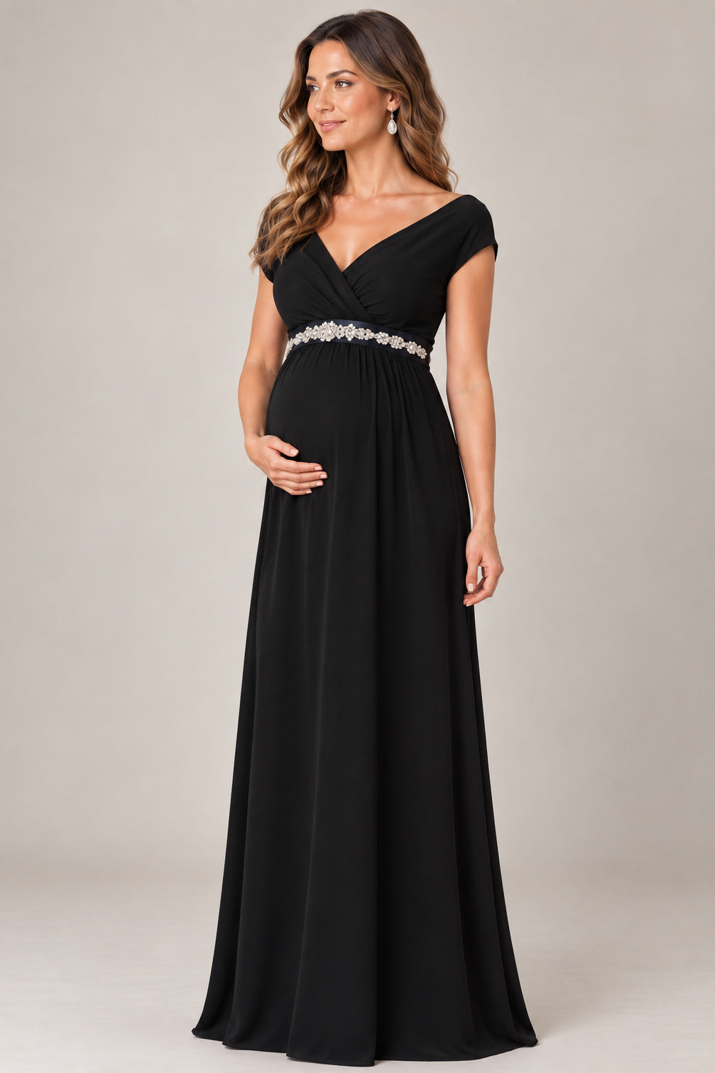Ava Evening Maternity & Nursing Gown in Caviar