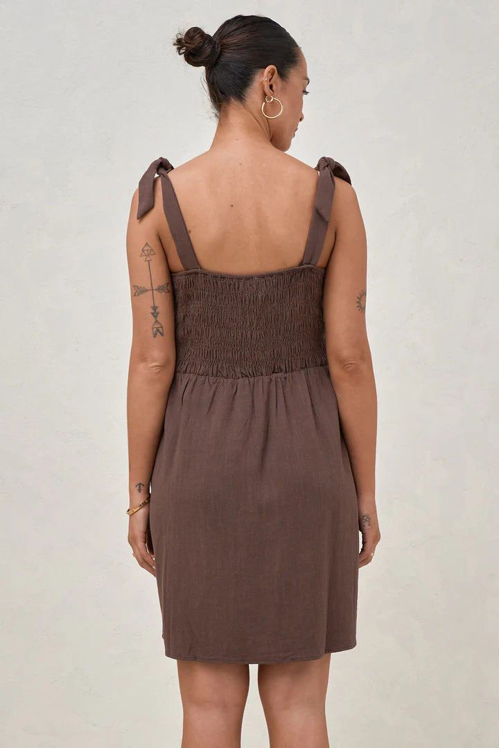 Breeze Along Cotton Maternity & Nursing Dress in Chocolate