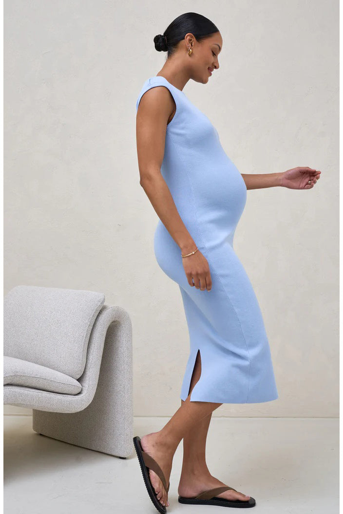 Momento Midi Baby Shower Knit Dress Cornflower Blue