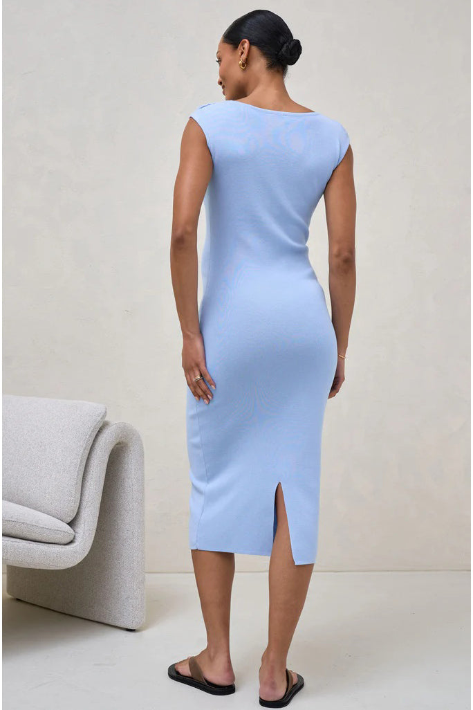 Momento Midi Baby Shower Knit Dress Cornflower Blue