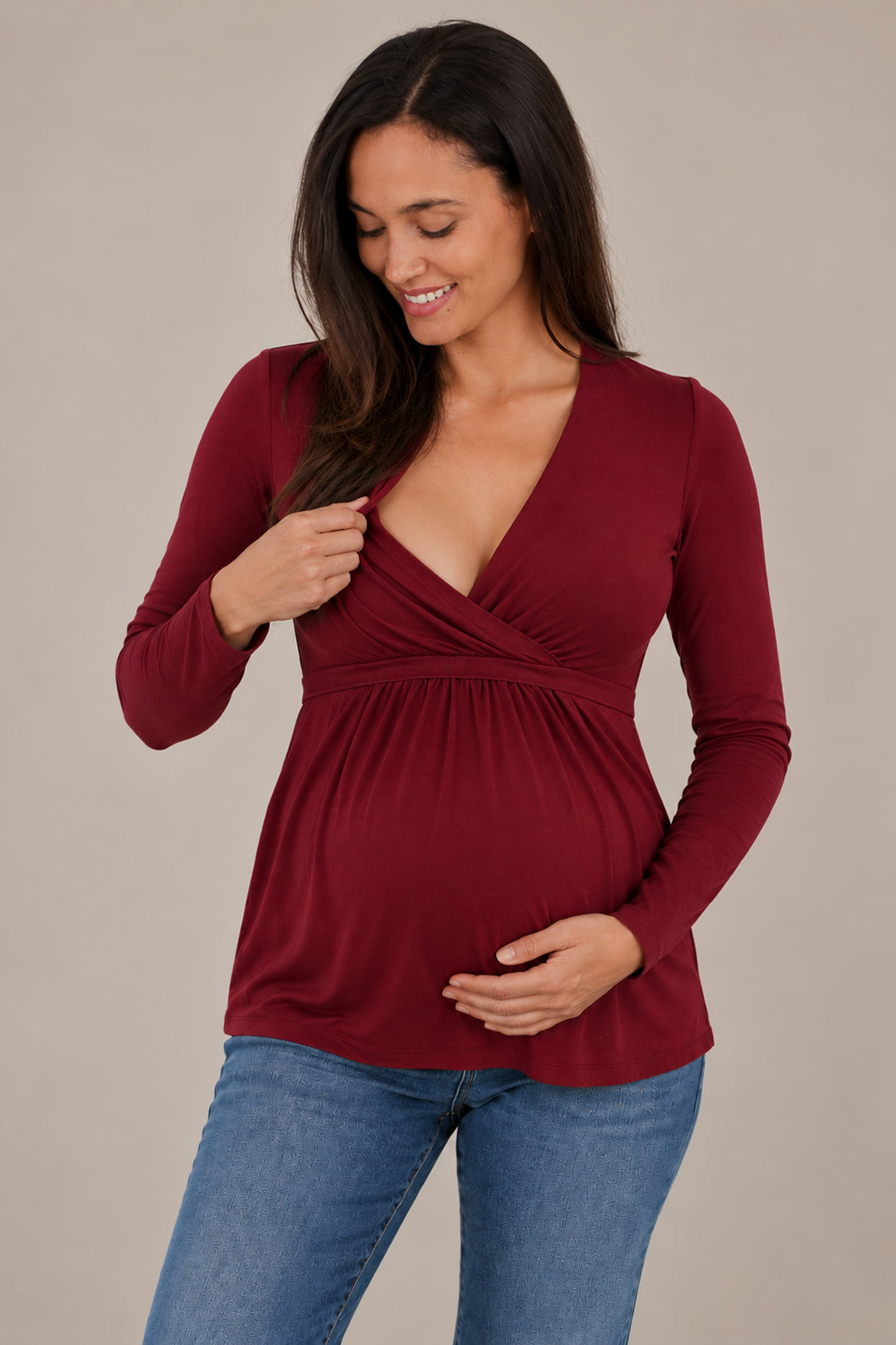 Bailey Cross-Over Maternity & Nursing Top - Merlot