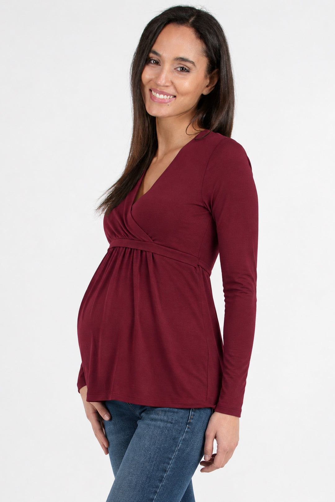 Bailey Cross-Over Maternity & Nursing Top - Merlot