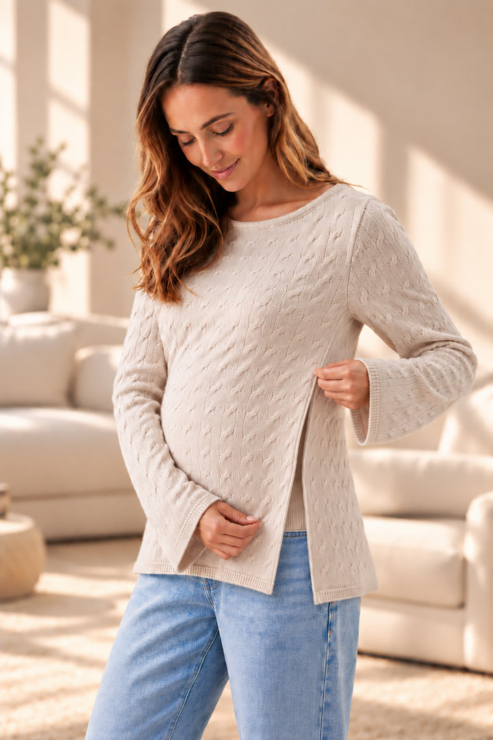 Carla Cable Knit Maternity & Nursing Sweater