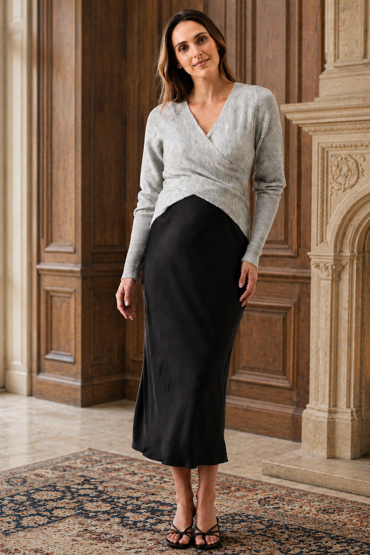 Willa Criss-Cross Crop Maternity & Nursing Knit Silver Marle