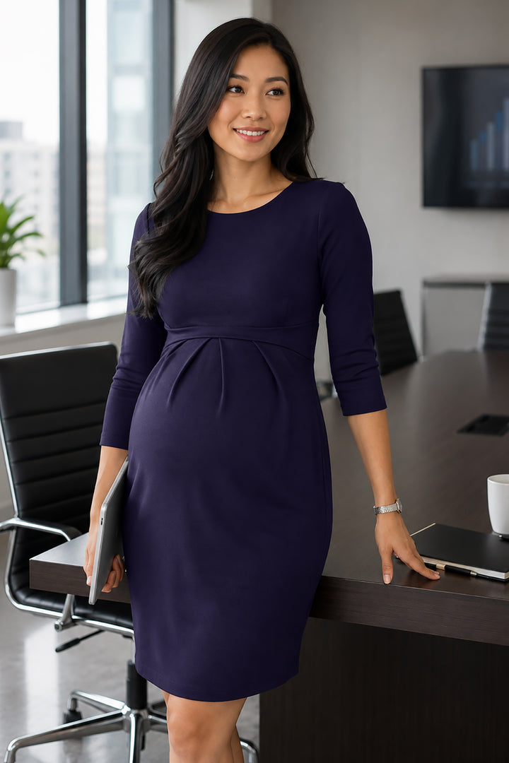 Farah Maternity Shift Dress in Darkest Purple