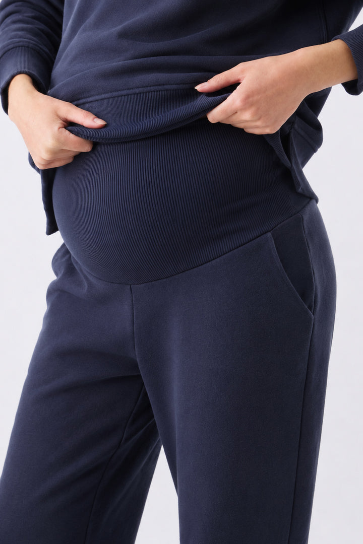 Andi Relax Maternity Fleece Joggers Navy