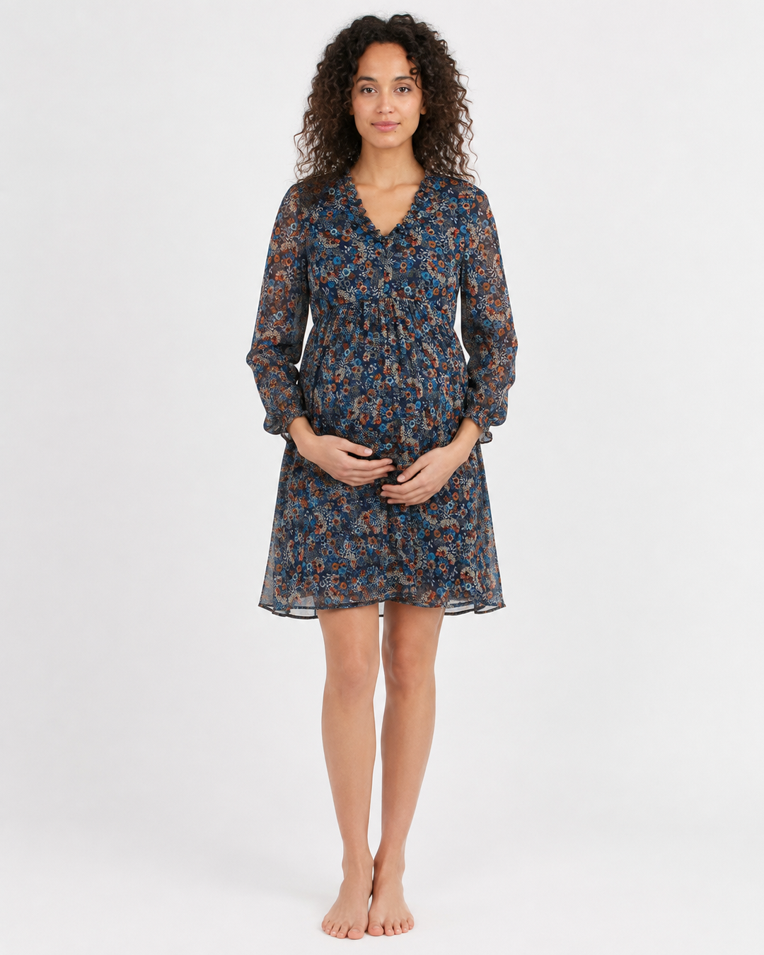 Diana Chiffon Maternity Nursing Dress in Floral