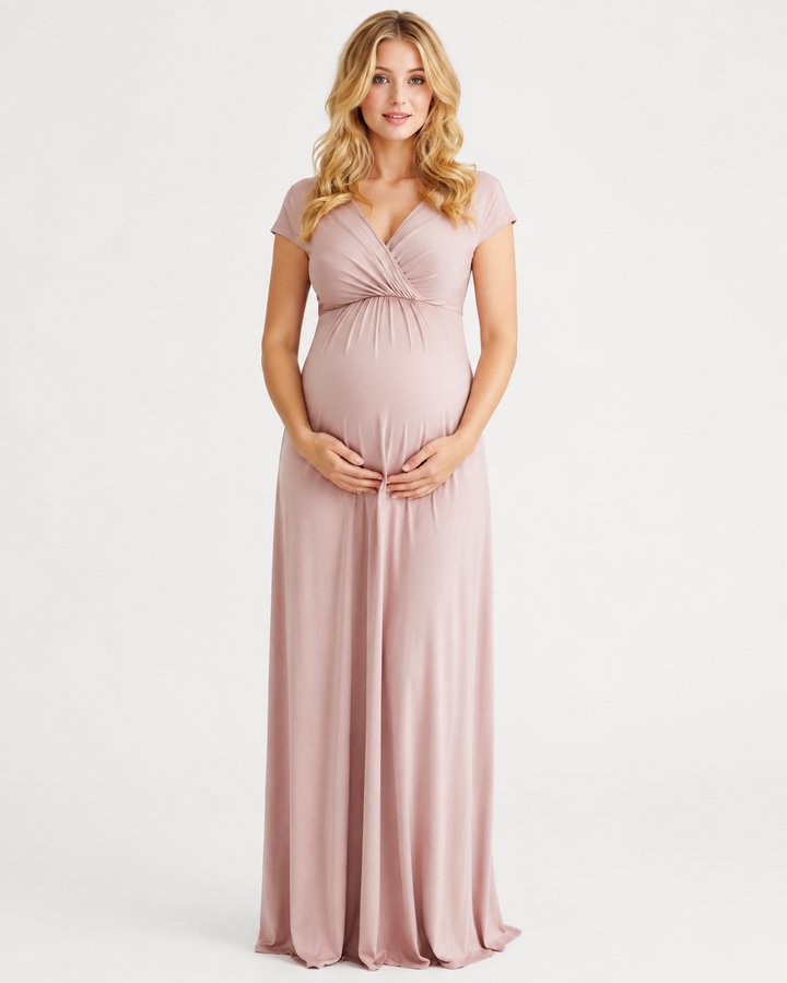 Francesca Maternity and Nursing Maxi in Petal Pink Tiffany Rose