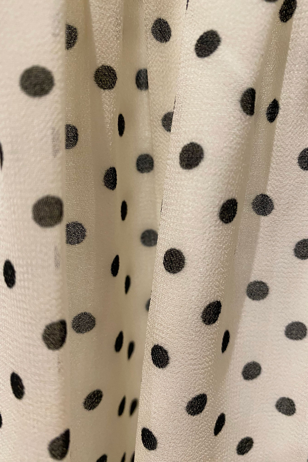 Sarah Shirred Chiffon Maternity Blouse In Ivory with Black Dots