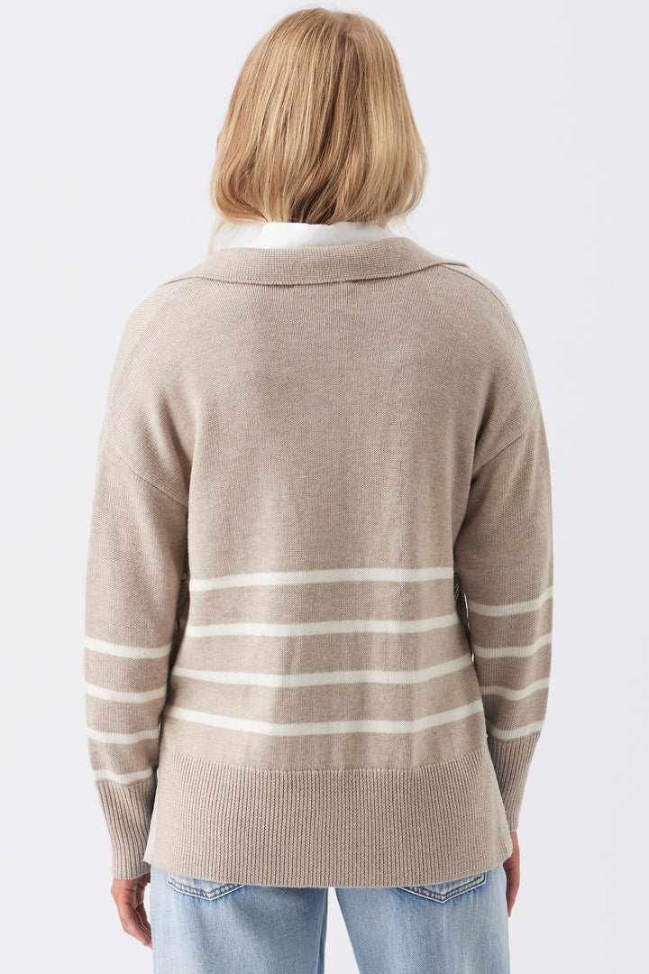 Lori Maternity & Nursing Soft Knit Latte / Chalk