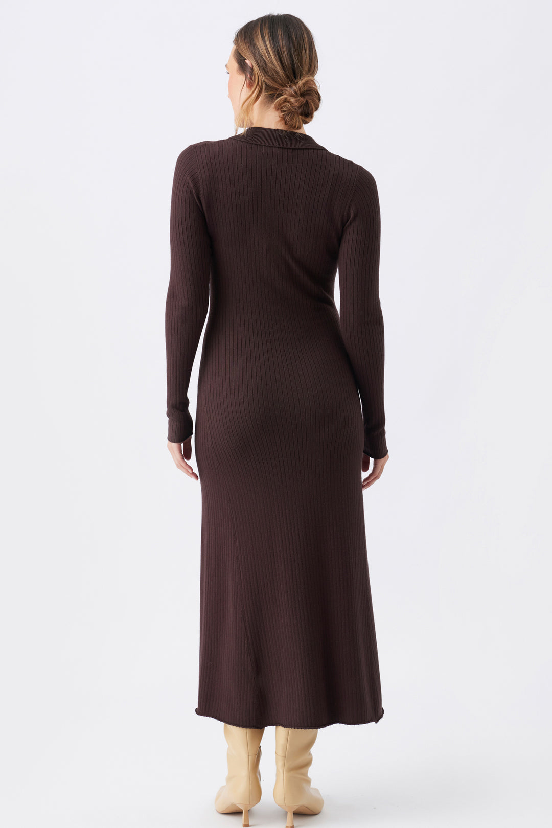Hollie Polo Knit Maternity & Nursing Dress - Cocoa