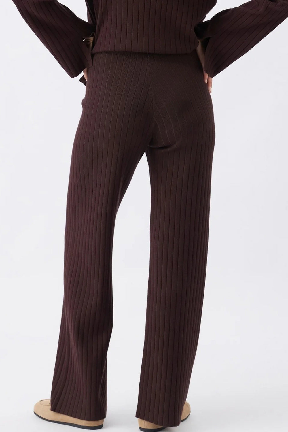 Dallas Rib Knit Maternity Pants in Chocolate