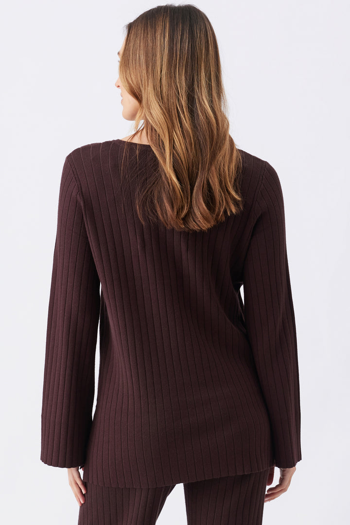 Dallas Rib Maternity & Nursing Knit Top in Chocolate