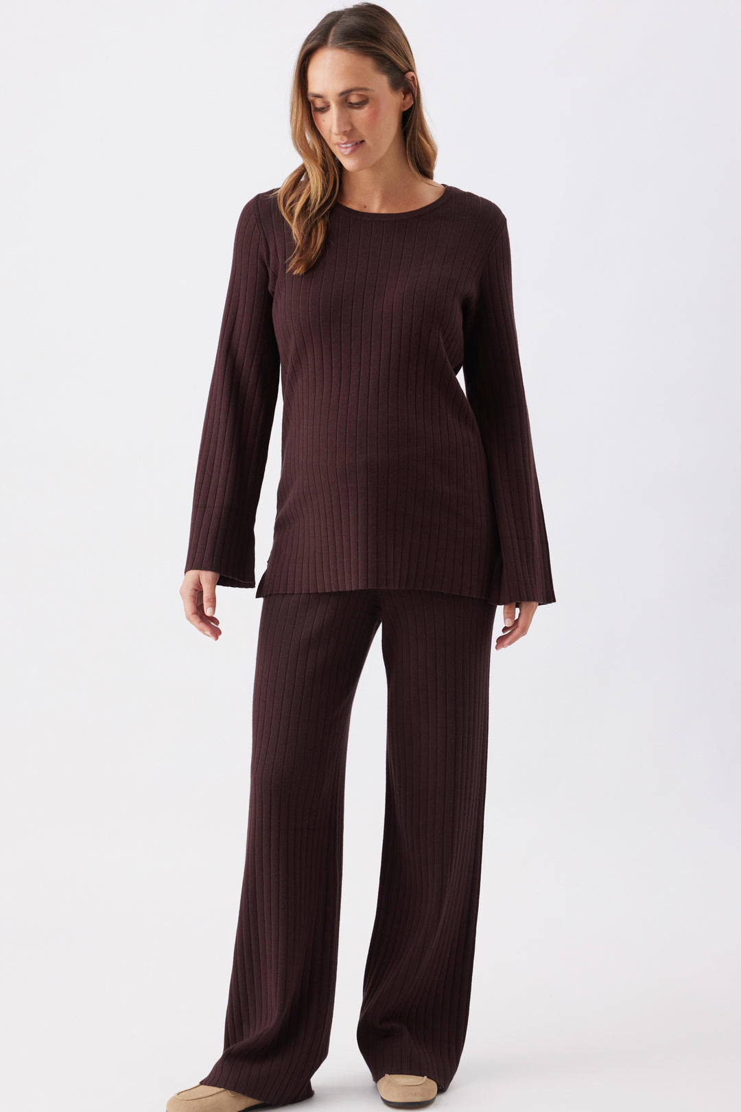 Dallas Rib Maternity & Nursing Knit Top in Chocolate