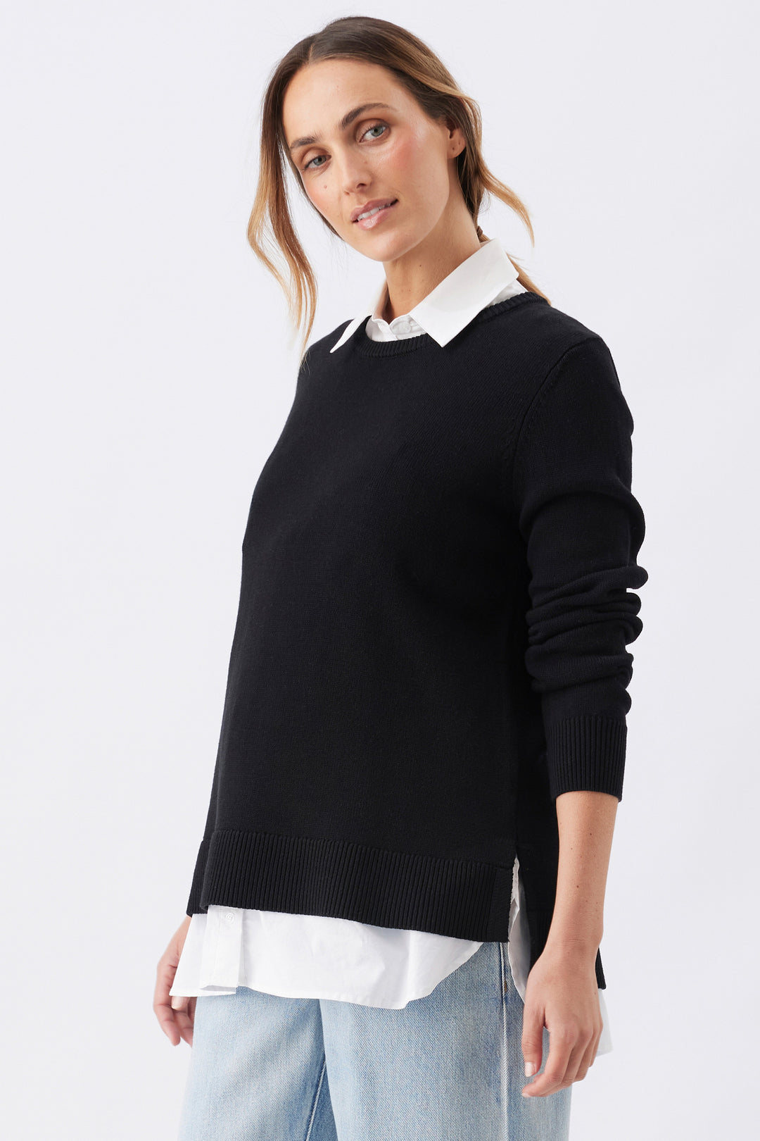 Tori Detachable Maternity and Nursing Sweater Set in Black and White