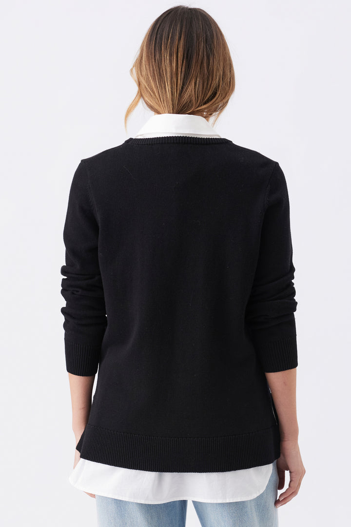 Tori Detachable Maternity and Nursing Sweater Set in Black and White