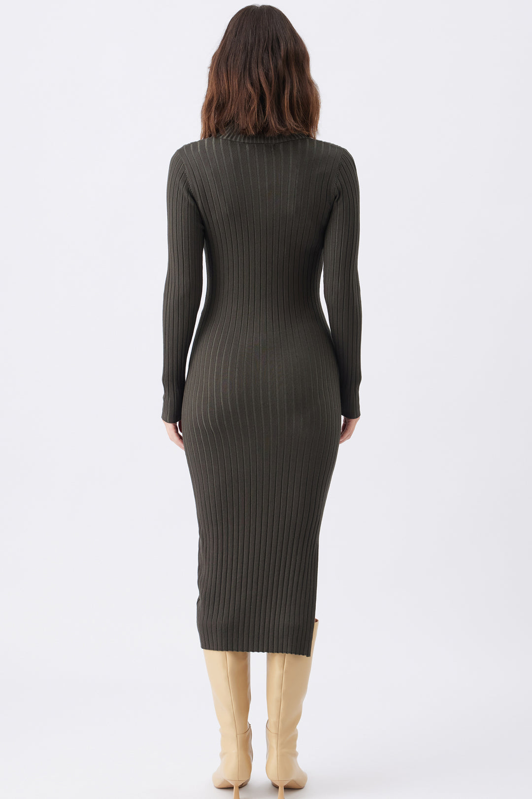 Nella Rib Maternity Nursing Knit Dress in Ivy