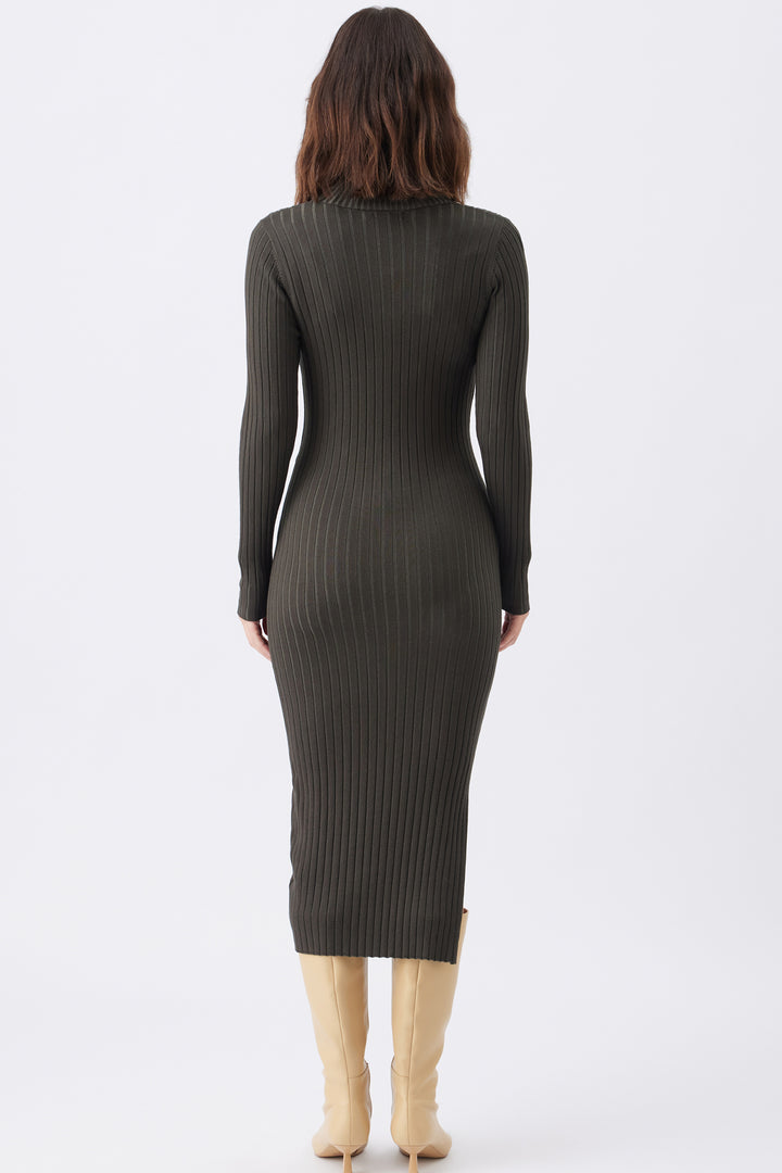 Nella Rib Maternity Nursing Knit Dress in Ivy