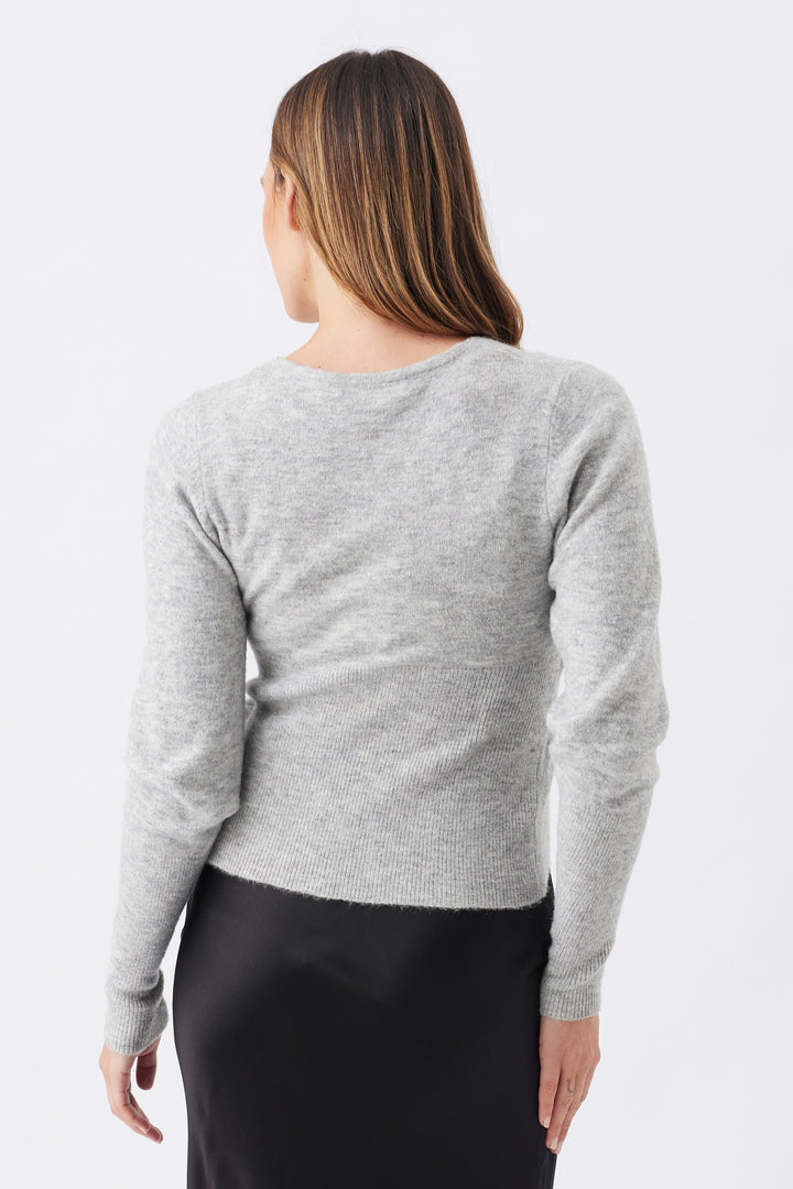 Willa Criss-Cross Crop Maternity & Nursing Knit Silver Marle
