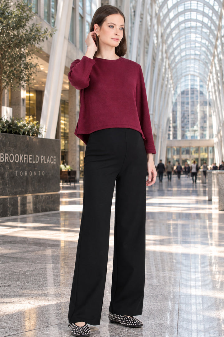 Bailey Luxe Crop Maternity Sweater in Merlot