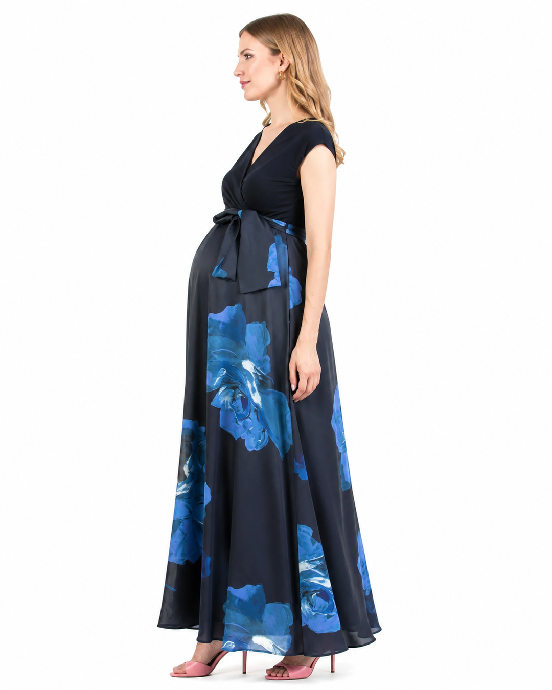 Lucrezia Formal Maternity & Nursing Maxi in Midnight Blue Floral