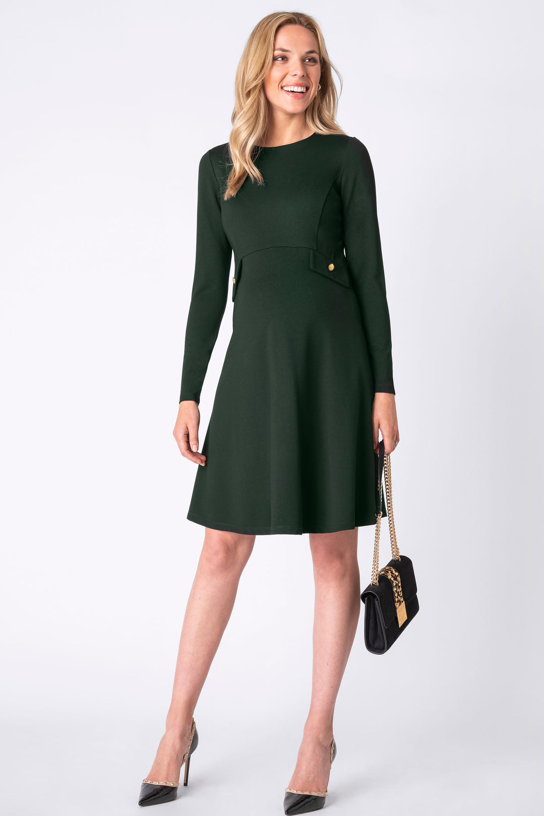 Meghan Fit & Flare Maternity Dress in Forest Seven Women Maternity Meghan Fit & Flare Maternity Dress in Forest Seven Women Maternity